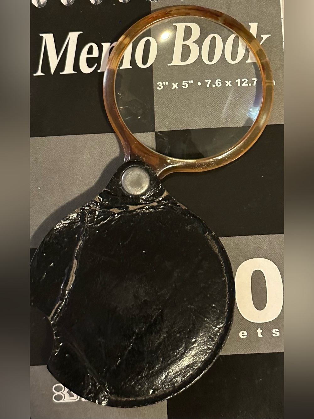 Vintage Handheld Magnifier with Black Foldable Case
